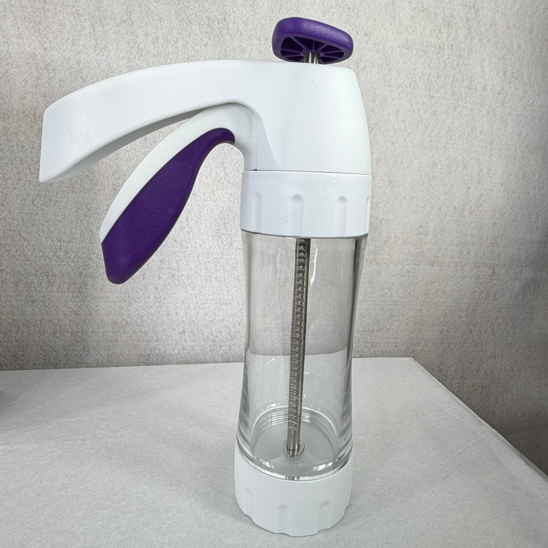 Wilton Simple Success Cookie Press White Purple 12 Discs Trigger Handle gallery