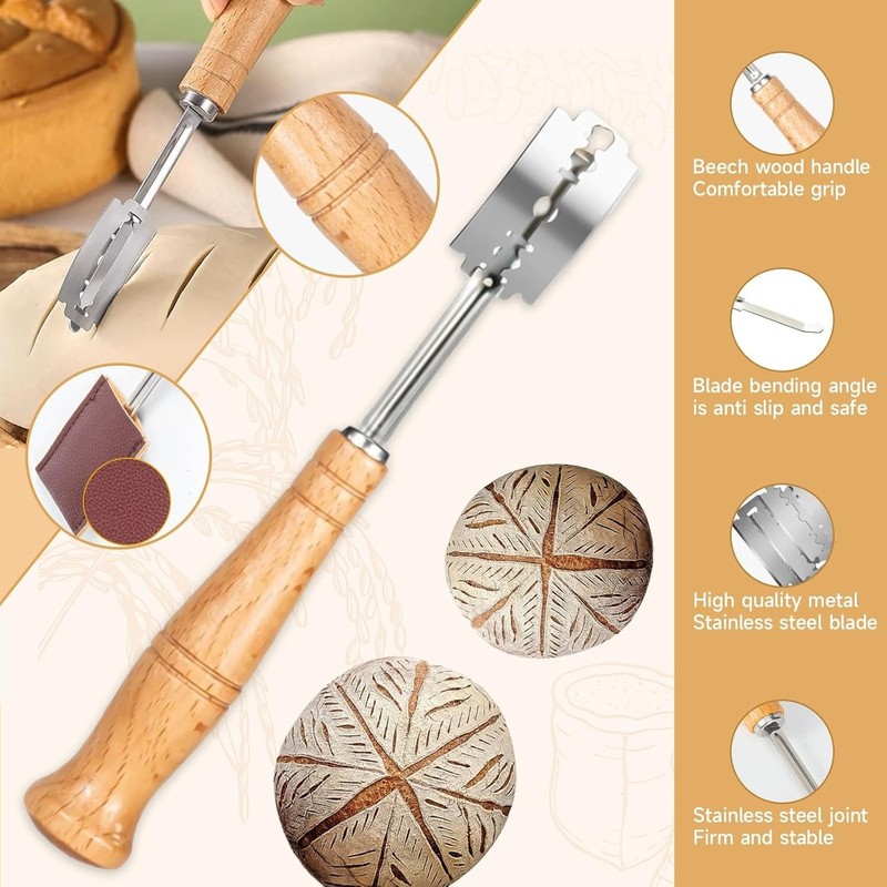 Baking Essentials: High-Quality Bread Lame with Scraper, Blades & Protection gallery