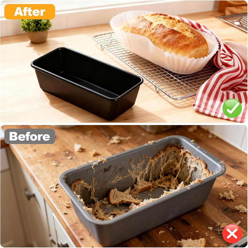 80 PCS Bread Baking Liners, 2 LB Paper Loaf Pan Liners, Greaseproof Bread Tin Li gallery