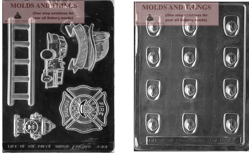 Firefighter kit Fire hat Chocolate Candy Molds fire hydrant fore badge