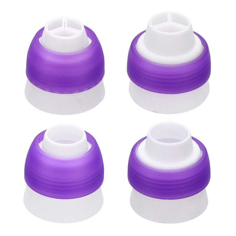 4 Plastic Piping Tips with Couplers 3 and 1 Color for Russian, Purple