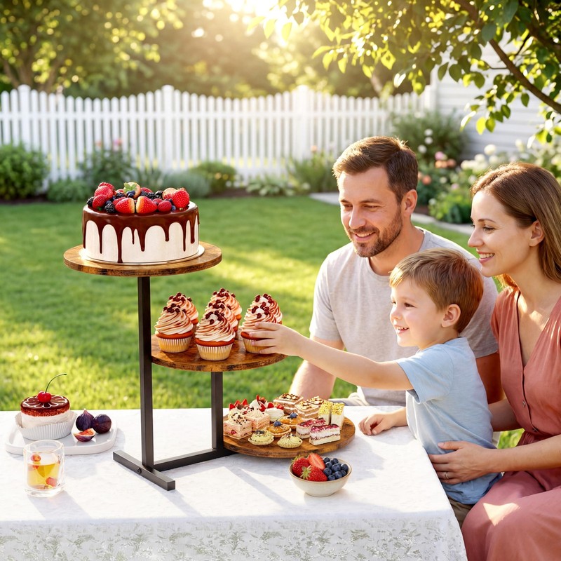 3 Tier Cupcake Tower Stand for 24 Cupcakes, Wooden Tiered Tray Stands, Displa... gallery
