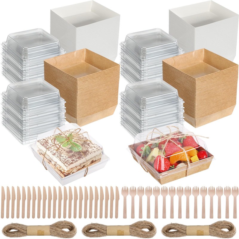 120 Pack Small Charcuterie Boxes with Clear Lids 5 Inch Disposable Food Conta…