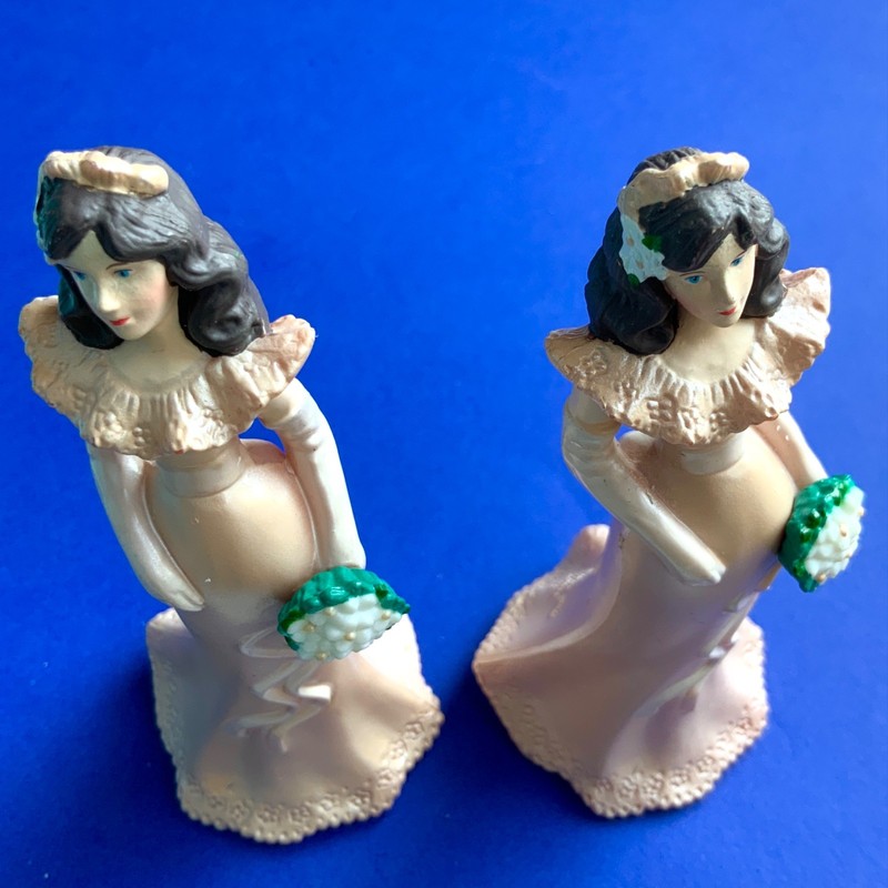 2 Vintage 1991 WILTON Bridesmaid Cake Decoration Wedding Party Favor 4.5” gallery
