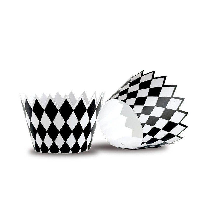 36 PCS Black and White Checkered Flag Racing Party Cupcake Wrappers Baking gallery