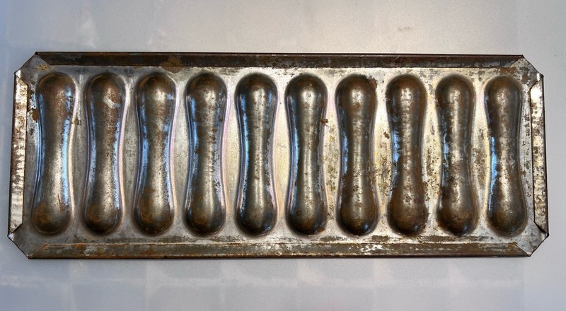 Cigar Shaped Chocolate or Candy Mold 10 Bars Metal Made in France gallery