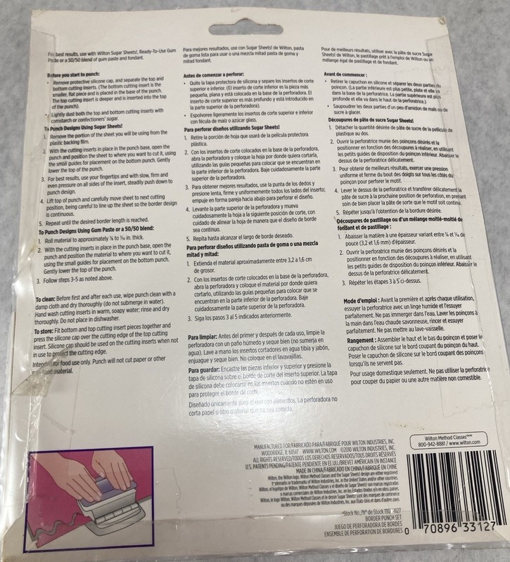 Wilton Sugar Sheets Border Punch Cutter Set New Worn Package gallery