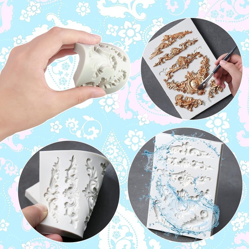 3-Pack Baroque Silicone Molds - Create Stunning Cakes & Desserts Effortlessly gallery