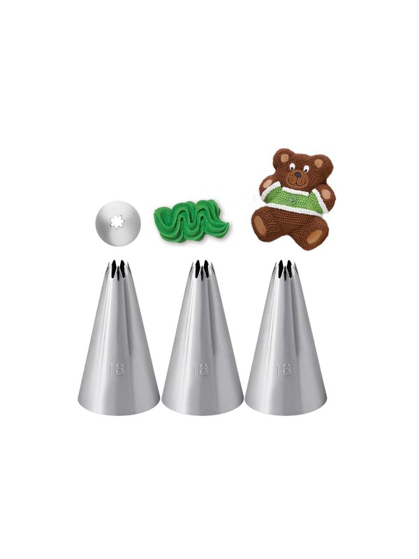 3 PCS Piping Tip #18 Open Star Icing Tip Cake Decorating Frosting Dessert