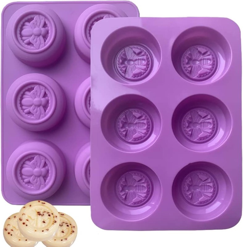 2Pcs Bee Silicone Molds Round Honeybee Mold Soap