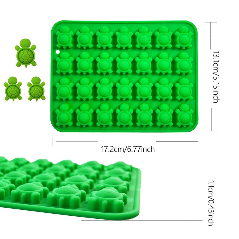 Silicone Turtle Candy Molds, 2-Pack Green Ice Cube Trays, 28-Cavity Chocolate... gallery