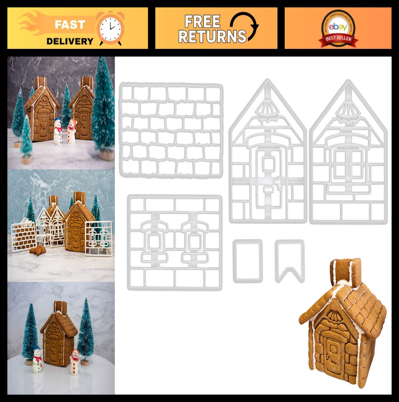 Gingerbread House Cookie Cutter Set – Holiday Baking Tool for Xmas Treats