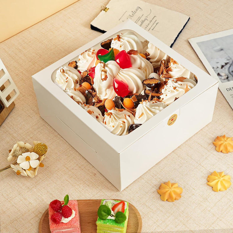 4 Pack Cake Boxes with Window Bakery Boxes for Cake Pie, 10X10X5 Inch gallery
