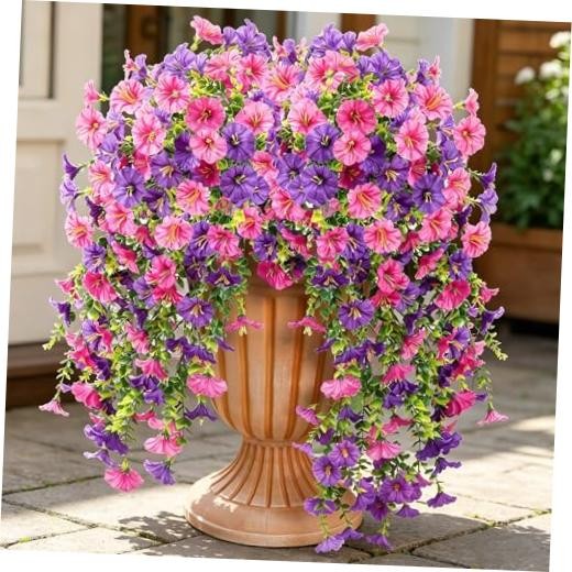 Bougainvillea Artificial Hanging Flowers Plants for Outdoors Pink + Purple