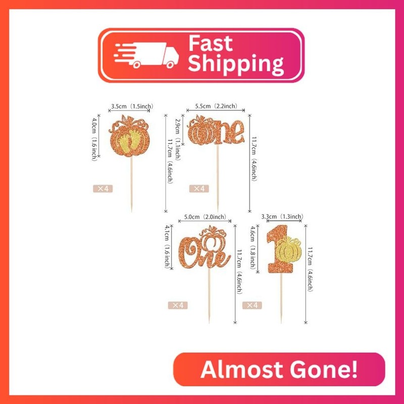 24 PCS Pumpkin One Cupcake Toppers Glitter Fall Theme Baby Feet Pumpkin Cupcake gallery