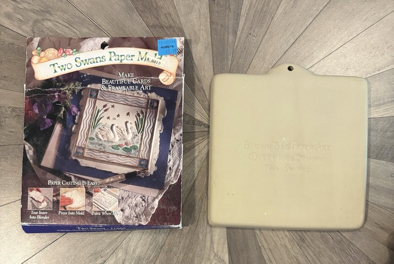 Vintage Brown Bag Cookie Art Mold Two Swans 1994 Hill Design w/box gallery