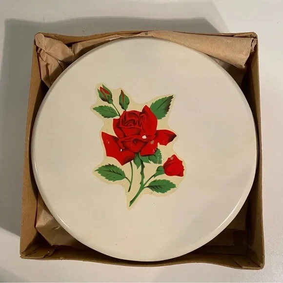 Vintage Metal Revolving Happy Birthday Rose Musical Cake Stand