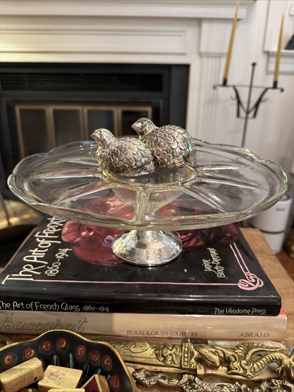 Vintage Duchin Weighted Sterling Silver .925 & Glass Cake Plate 11" EUC gallery