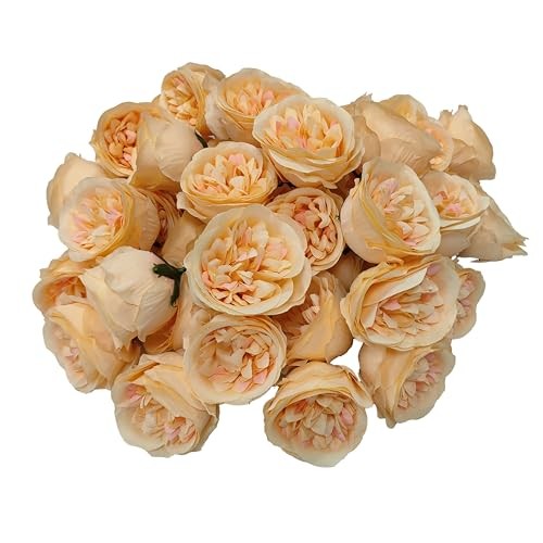 Fake Flower Heads for Craft,3.3'' Rose Heads Artificial 36 Champagne gallery