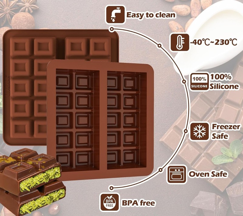 2-Cavity Large Chocolate Bar Mold - Pack of 2 gallery
