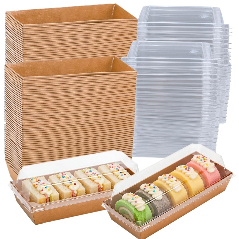 100 Pack Disposable Sandwich Boxes, Charcuterie Boxes with Clear Lids, Swiss …
