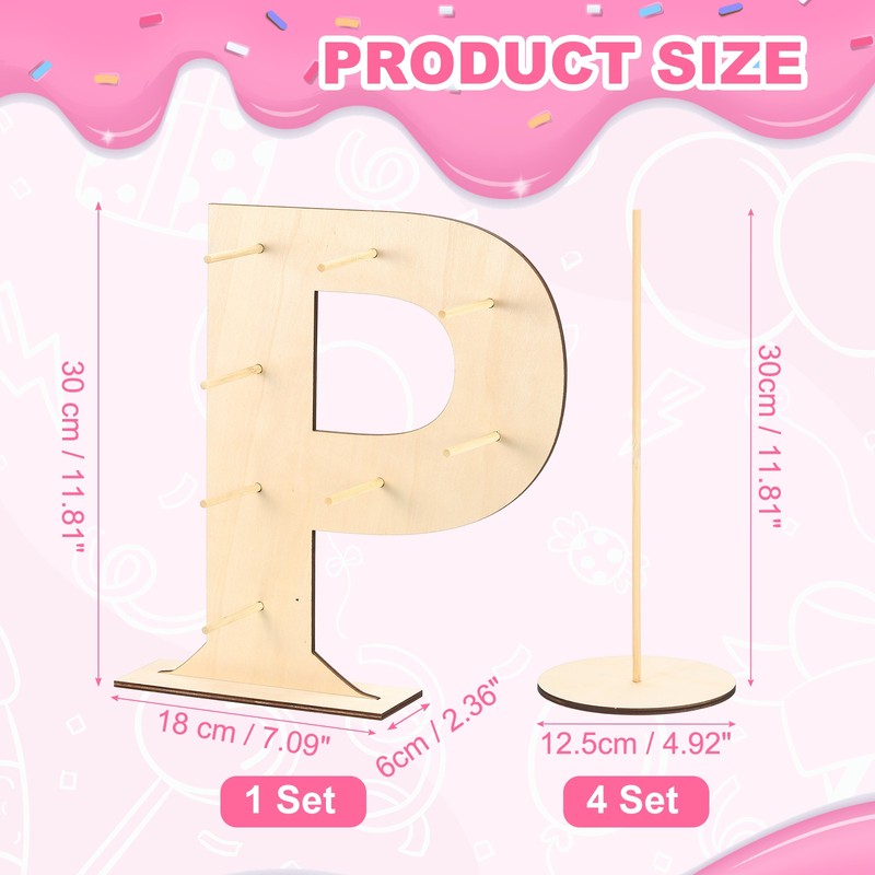 Donut Display Stand, 1Pcs Digit Donut Wall 4Pcs Round Bagel Holder, Letter P gallery