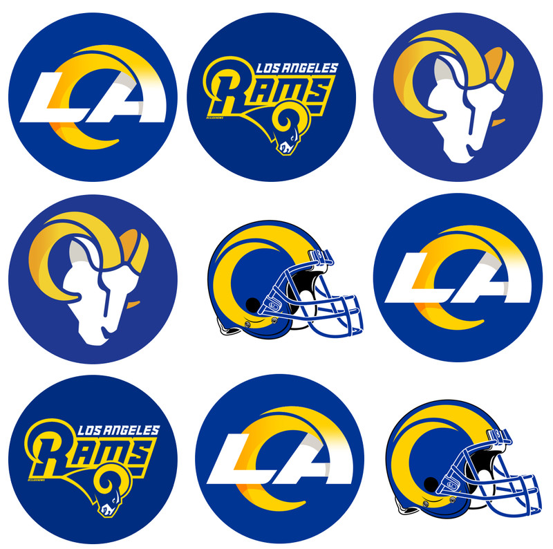 Los Angeles Rams Edible Image Topper. Edible Round Pre Cut Stickers.