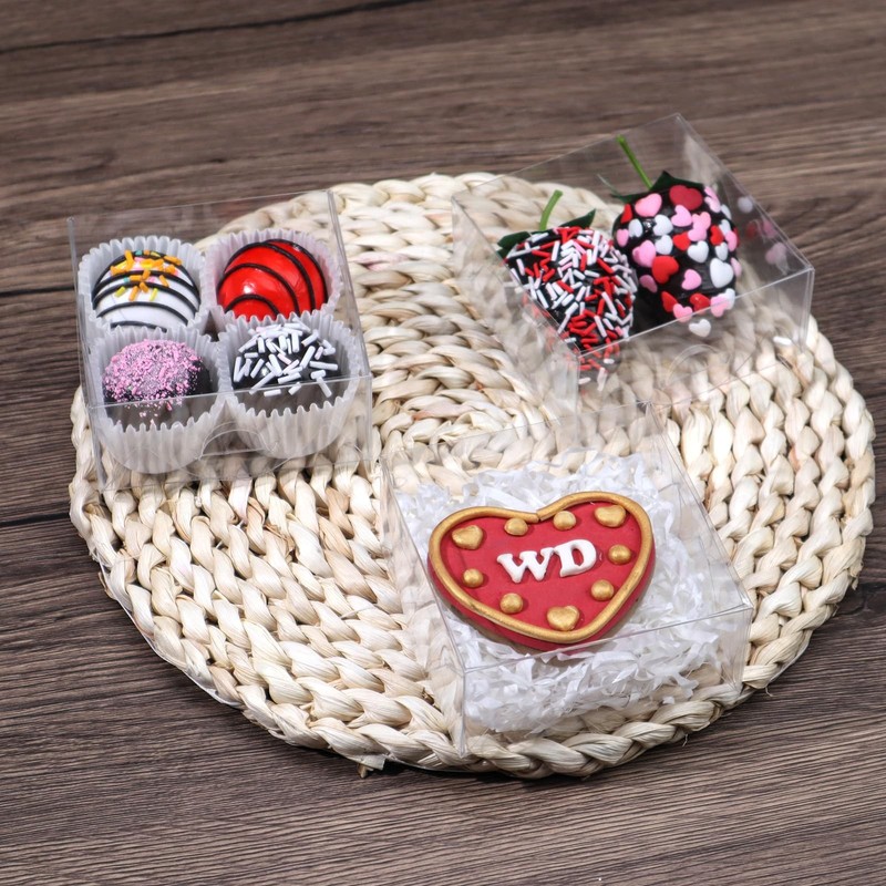 50pcs 4x4x2 Inch Plastic Clear Pastry Boxes - Cookies, Doughnuts, Truffles, B... gallery