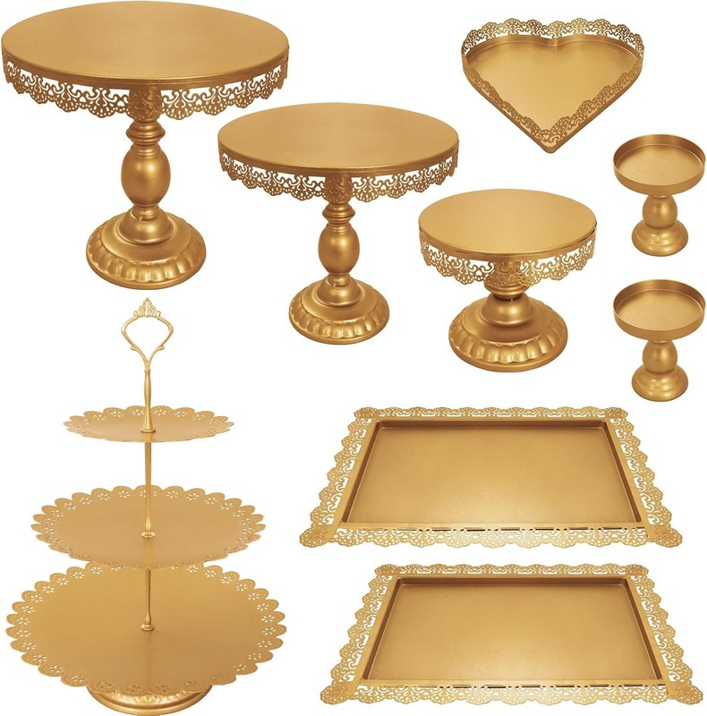 Set of 9 Cake Stands Metal Cupcake Stand Set Multiple Styles Candy Fruit Display