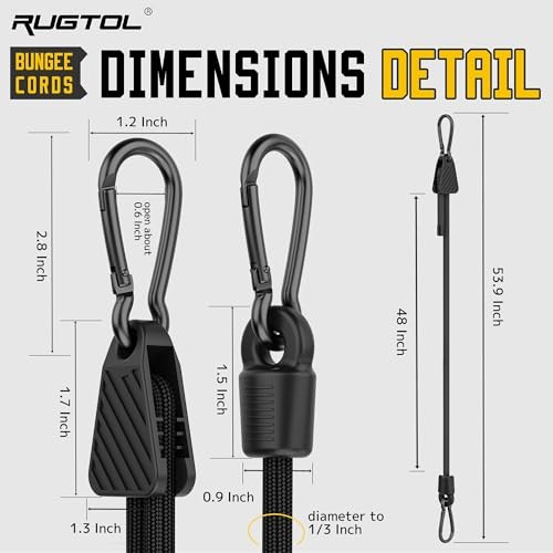 Adjustable Bungee Cords with Hooks, 6 Pack Heavy 48" - 6 Pack - Black Black gallery