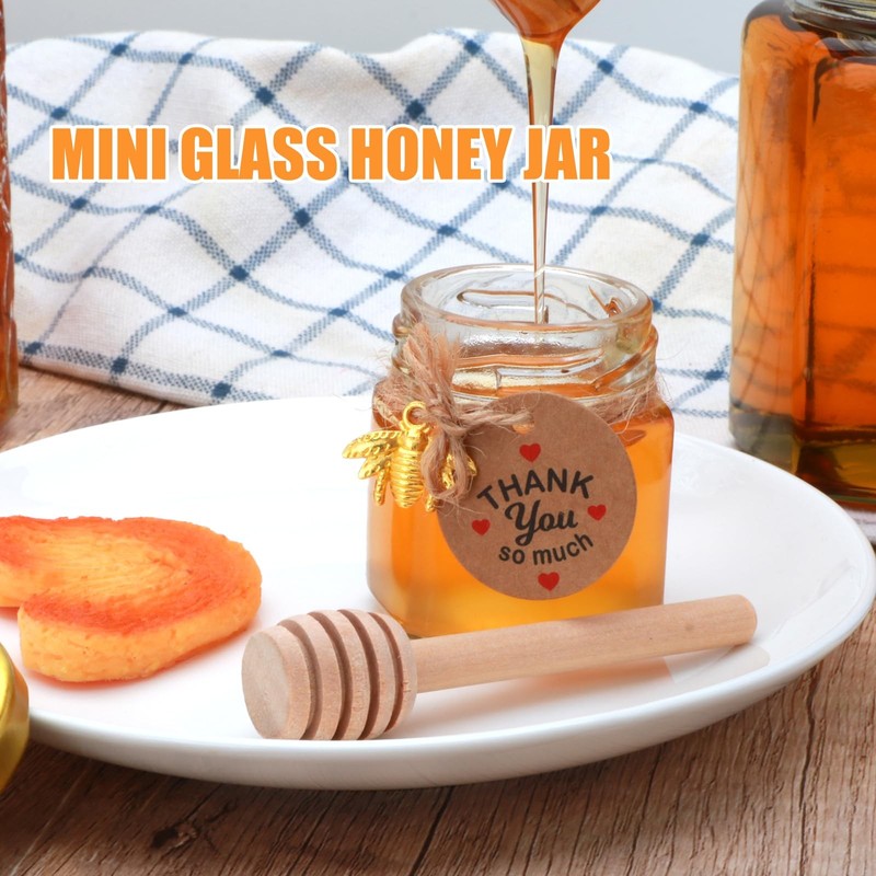 1.5 oz Mini Glass Honey Jars, Honey Jars Party Favors in Bulk, with Dipper,St... gallery