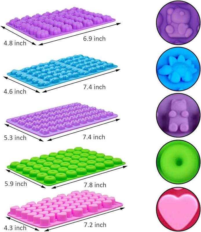 Silicone Gummy Molds Set of 5, Candy Molds with 2 Droppers for Convenient Fillin gallery