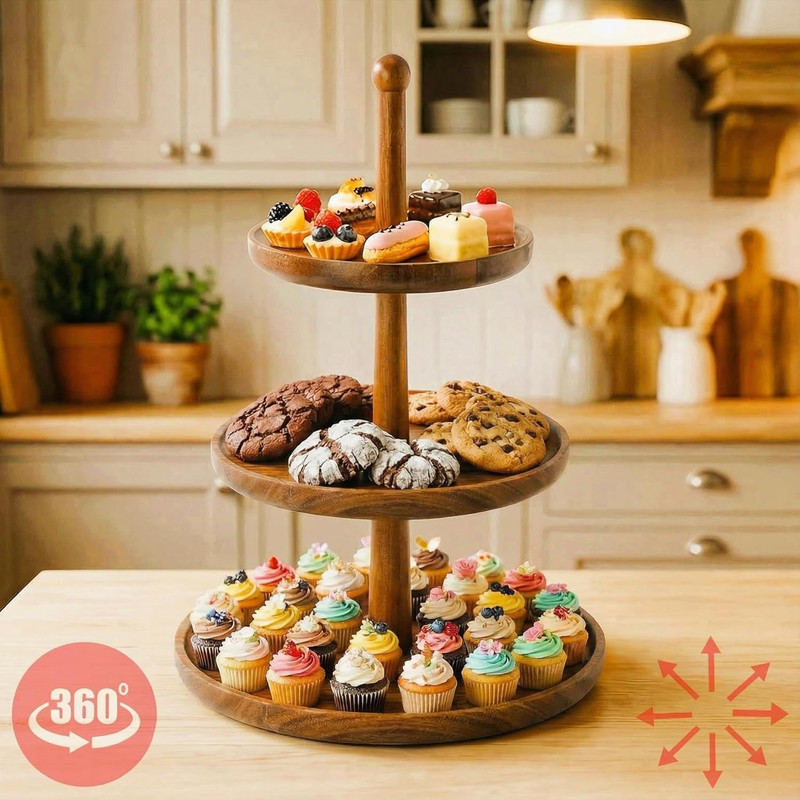 Cupcake Stand Dessert Table Display Set – 2 in 1 Adjustable Height Rustic Natura gallery