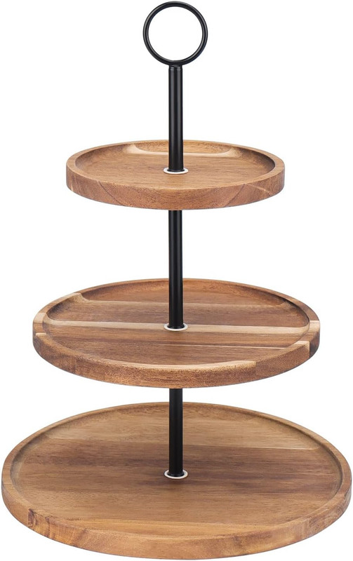 3 Tier Cupcake Stand, Wood Tiered Serving Tray Cupcake Tower, Serving Stand Disp gallery