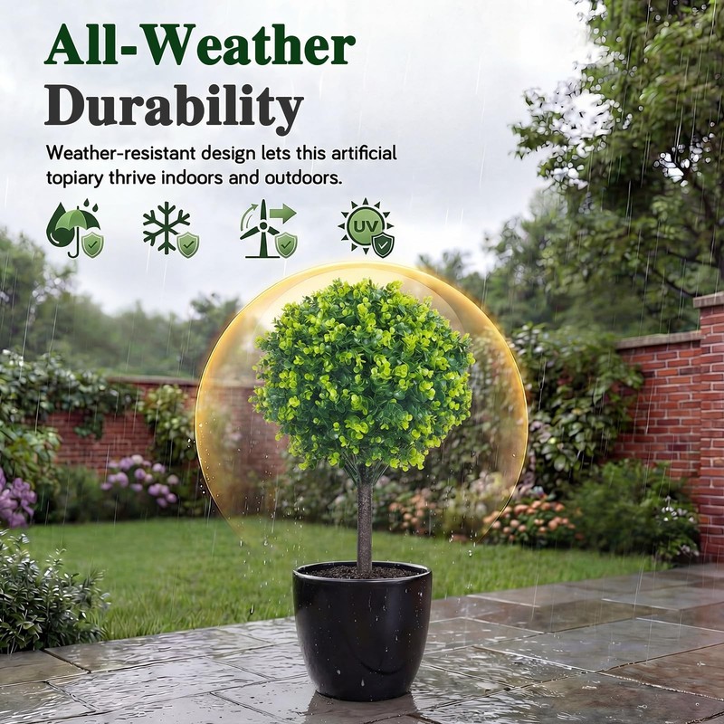 Patio Choice Artificial Topiary Boxwood Ball Trees Set Of 2 30 Fake Outdoor gallery