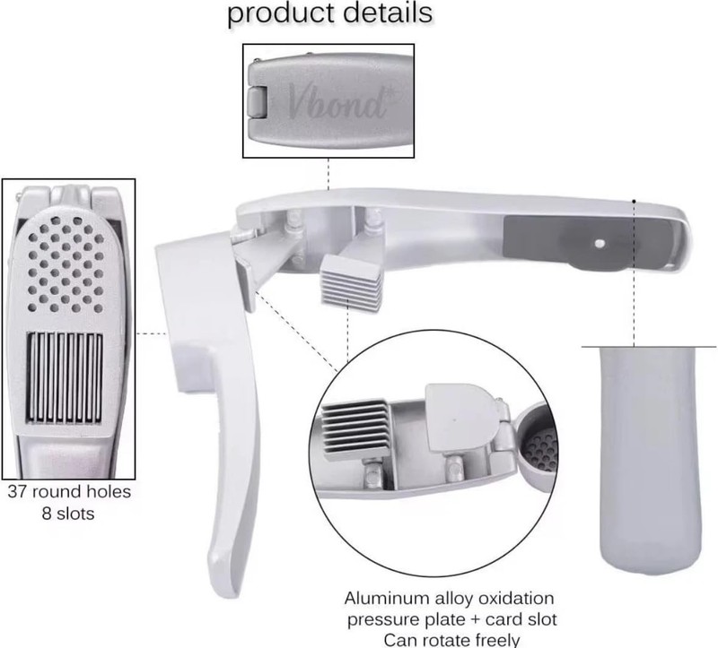 Garlic Press and Slicer 2 in 1 with Built-In Cleaner Standard, Silver gallery