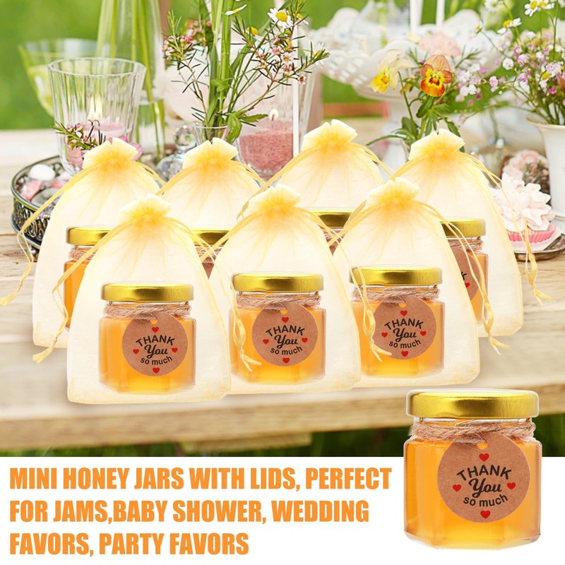 1.5 oz Mini Honey Jars，60 pack baby shower favors,There's honey sticks, bee p... gallery