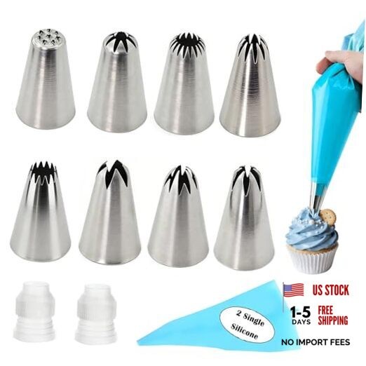 12pcs Large Piping Tips Set, Seamless Stainless Steel Frosting Icing Tips,