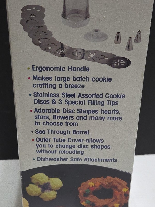 Electric Cookiepress Salton 12 Assorted Discs 3 Tips Shape Cookies Desserts EC gallery