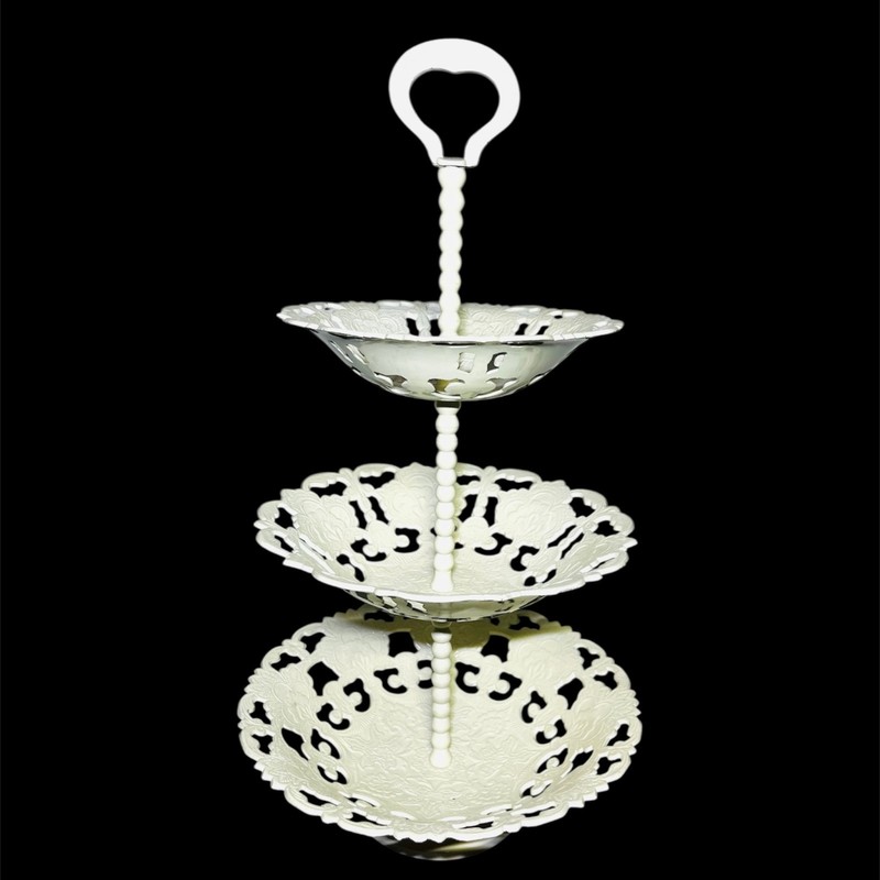 Antique style vintage 3-tier Metal Ornate Serving Stand Decorative