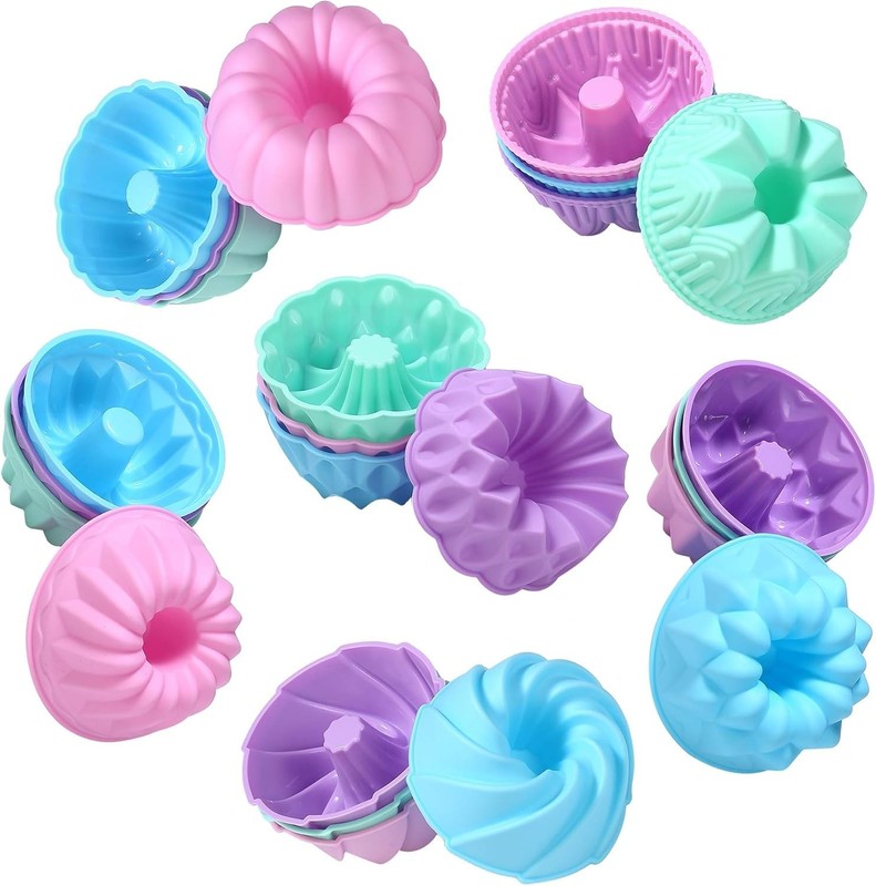 24-Pack Silicone Donut Molds Nonstick Baking Cups Muffin Pan Oven Safe gallery
