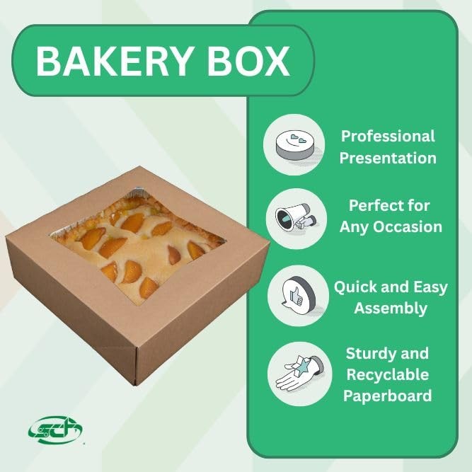 SCT Kraft Window Bakery Pack (12 Pack) 10x10x2.5, Auto Pop-Up Containers for ... gallery