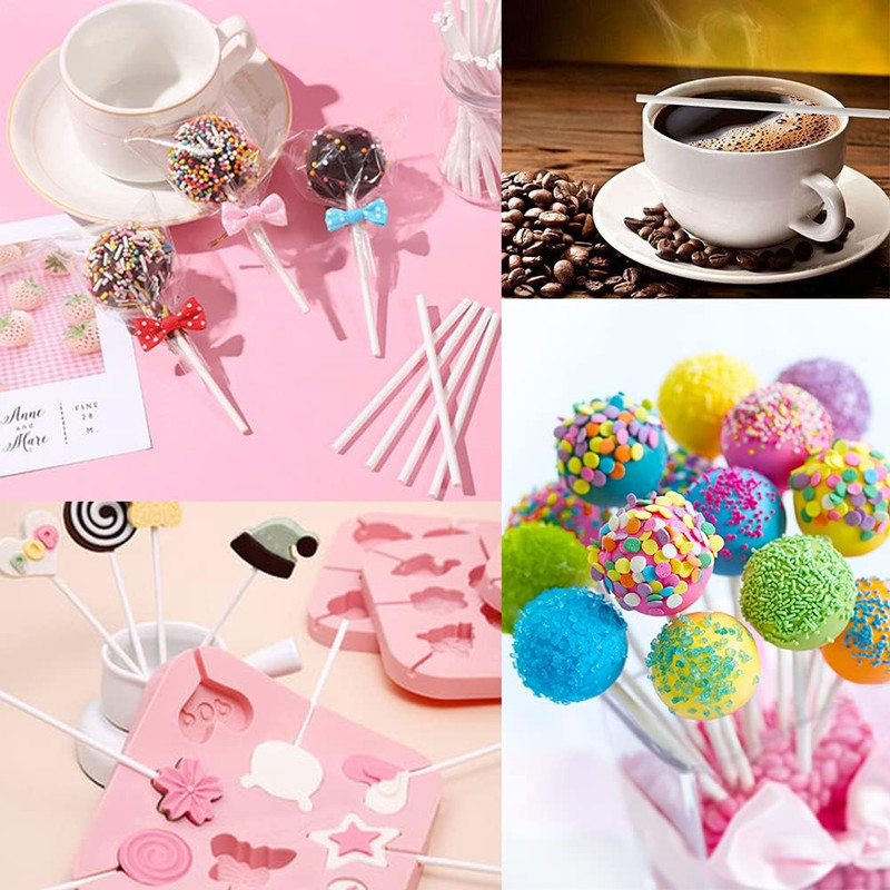 500PCS 4-Inch White Lollipop Sticks,Paper Sucker Stick,Cake Pops Stick for Candy gallery