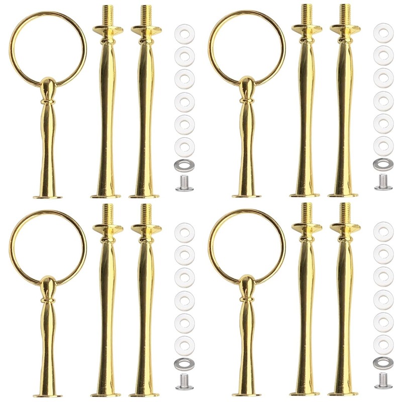 4 PCS 13.5 Inch 3Tier Gold Round Metal Cake Tray Stand Handle Center Rod gallery