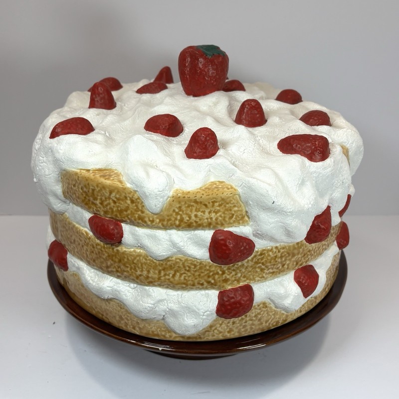 Vintage Ceramic Strawberry Shortcake Pedestal Footed Cake Stand 12” Detailed