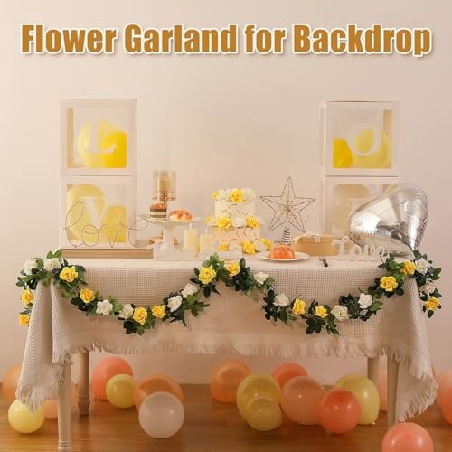 Artificial Rose Vines Yellow Flowers Garland Hanging Silk Rose Vine Yellow-b gallery