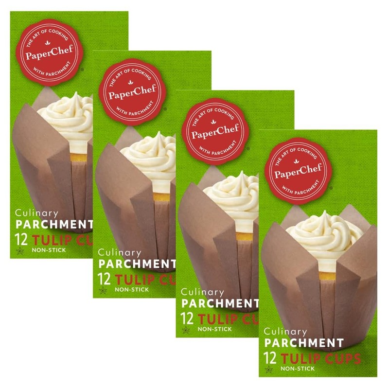 – Parchment Tulip Baking Cups – Easy Release Non-Stick Paper – 12 Count – 4 Pack