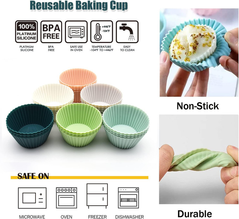 Moldes Silicona Cupcake Reutilizable 24 Pzs 7cm Antiadherente Muffin Multicolor gallery