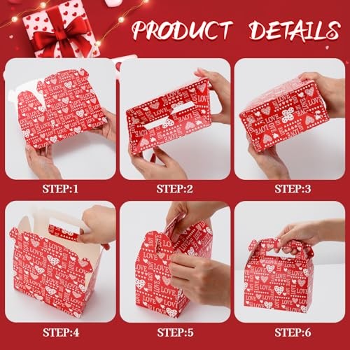 30 Pack Valentine’s Day Gift Treat Boxes, Portable Valentines Candy Boxes with gallery