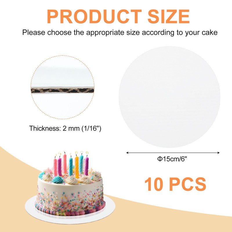 10 Pcs Cardboard Cake Rounds, 6 Inch Cake Board for Desserts, White gallery